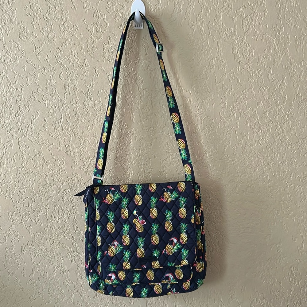 Vera Bradley Essential Mailbag Crossbody Pineapple Toucan NWOT and ID keychain.